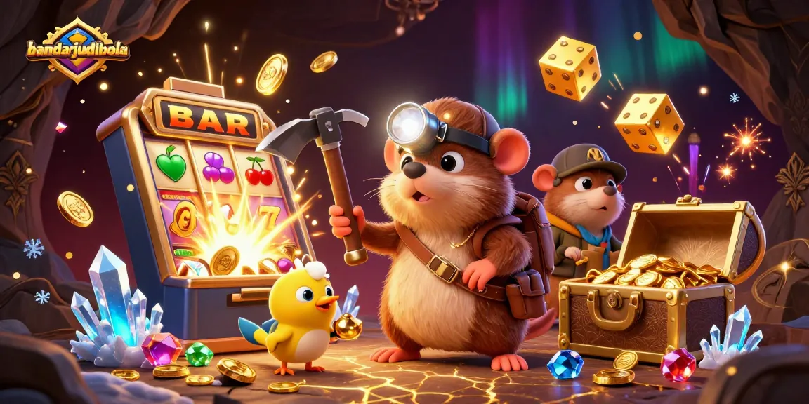 Experience exciting gameplay at bandarjudibola with a treasure hunter mole exploring a vibrant casino.