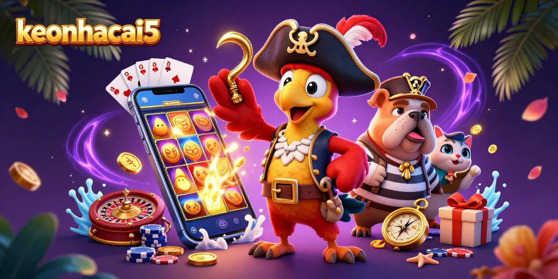 Engage with thrilling casino action at keonhacai5 featuring a pirate captain and funny characters.
