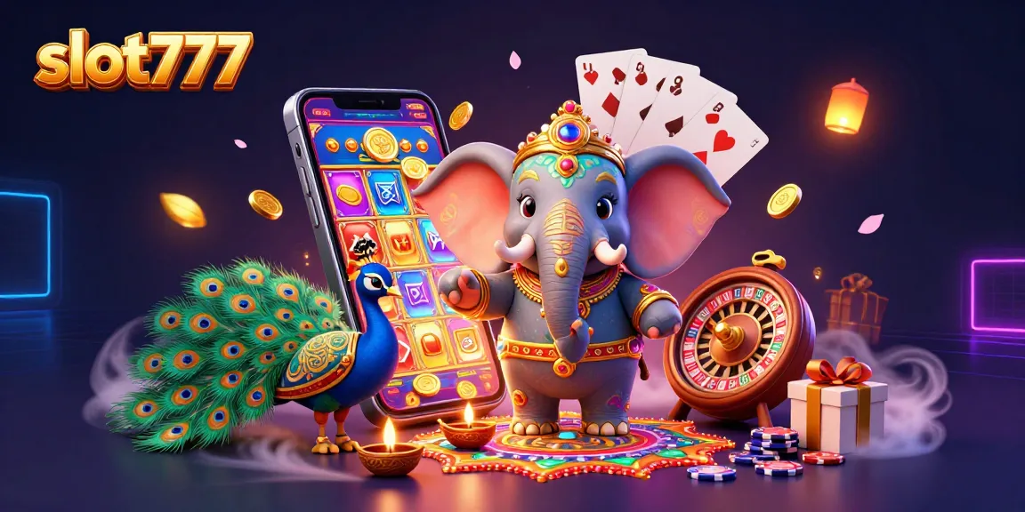 Experience thrill with slot777 in this captivating 3D casino illustration featuring vibrant characters and gameplay elements.