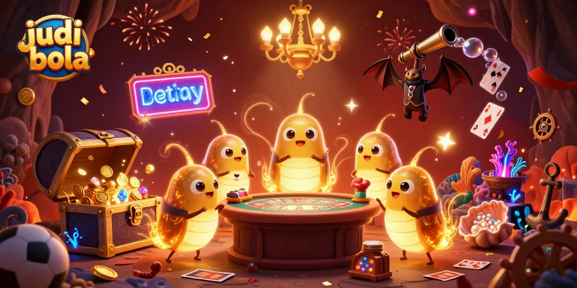 Engage in judi bola excitement with vibrant glowworms lighting a sports betting casino scene.