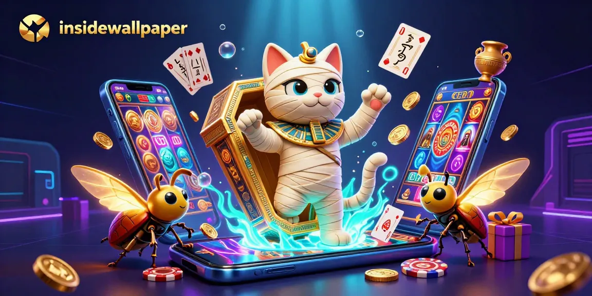 Mainkan slot gacor di insidewallpaper dengan kucing mummy dan scarab berkilau, menangkan jackpot!