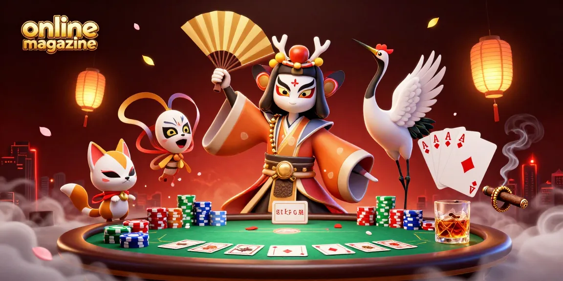 Engage in thrilling poker gameplay at this online magazine-inspired 3D casino scene.