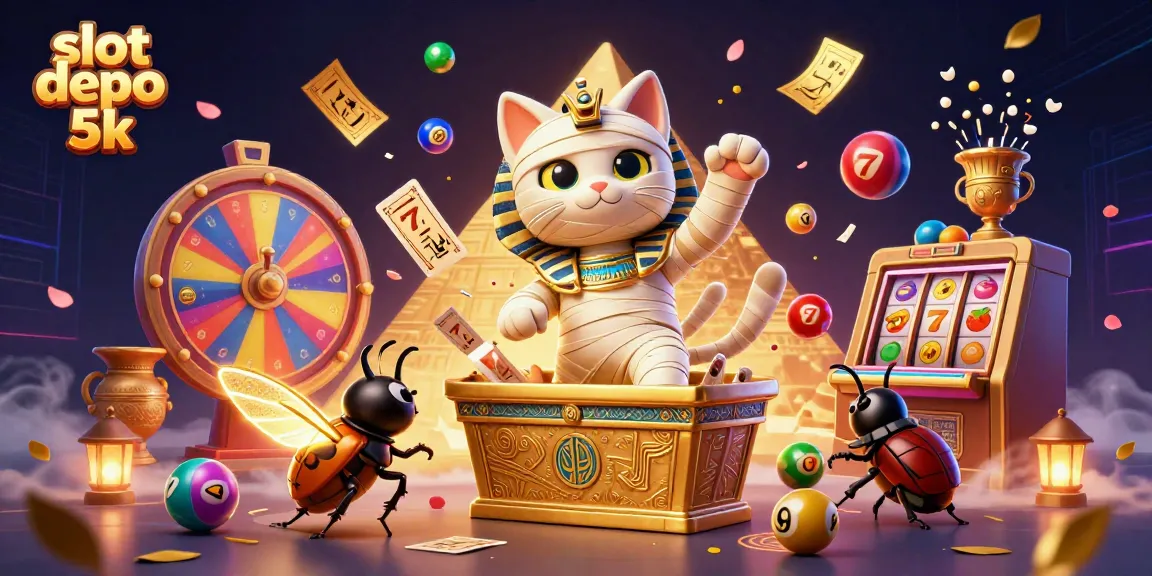 Experience thrilling gaming at slot depo 5k with a pyramid casino scene featuring dynamic elements and vibrant colors.
